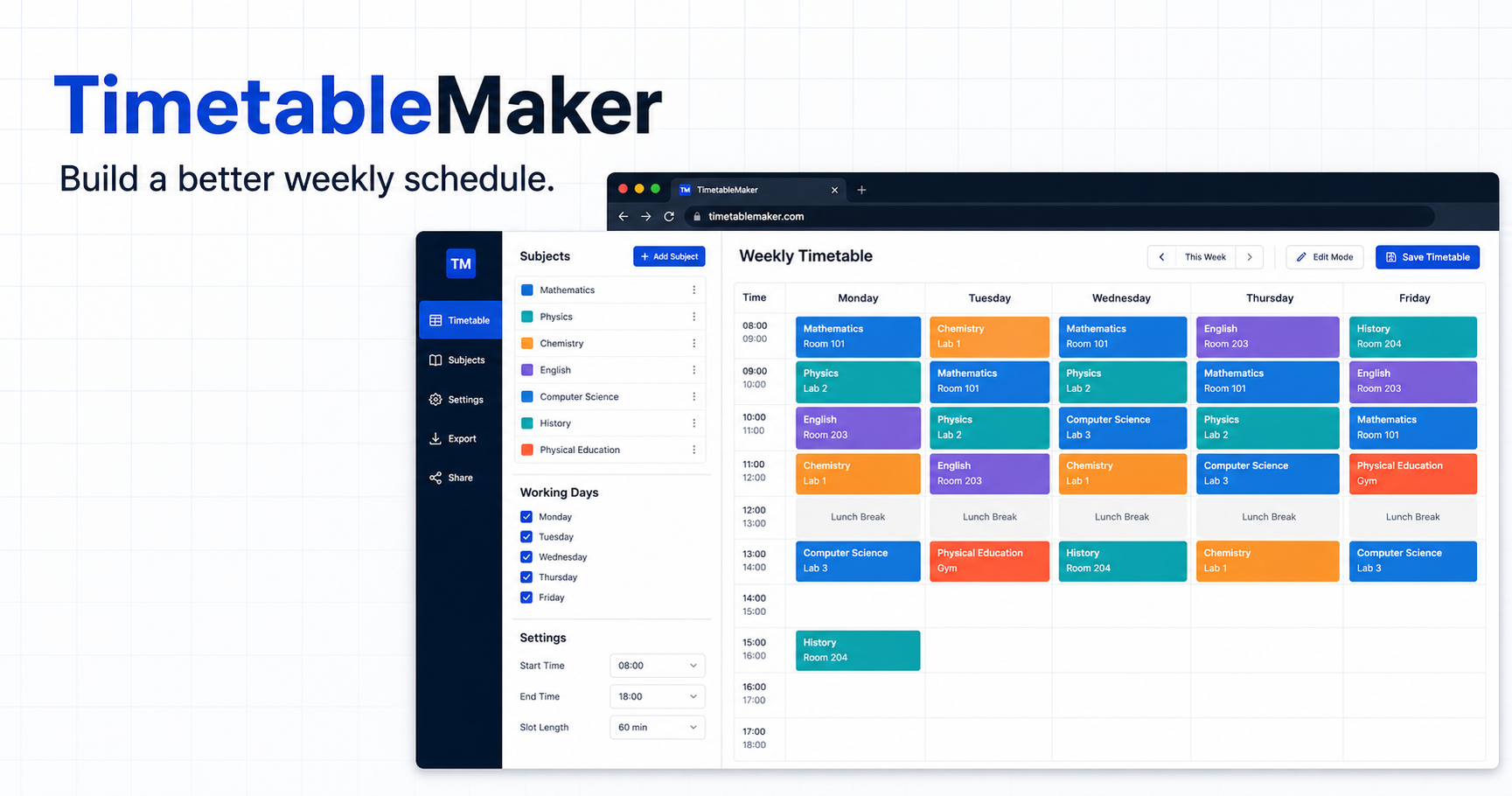 I built a timetable maker for realistic school, study, and work weeks. What should I improve?